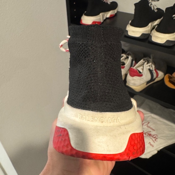 Balenciaga Speed Trainer Lace-Up 'Black White Red' Sock Sneakers - Picture 4 of 4